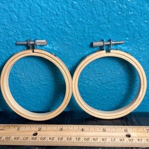 2 Wooden Embroidery Hoops 3” each